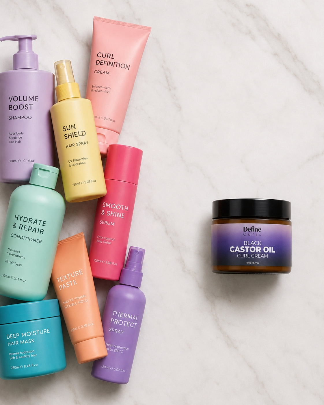 Collection of half-used curl products