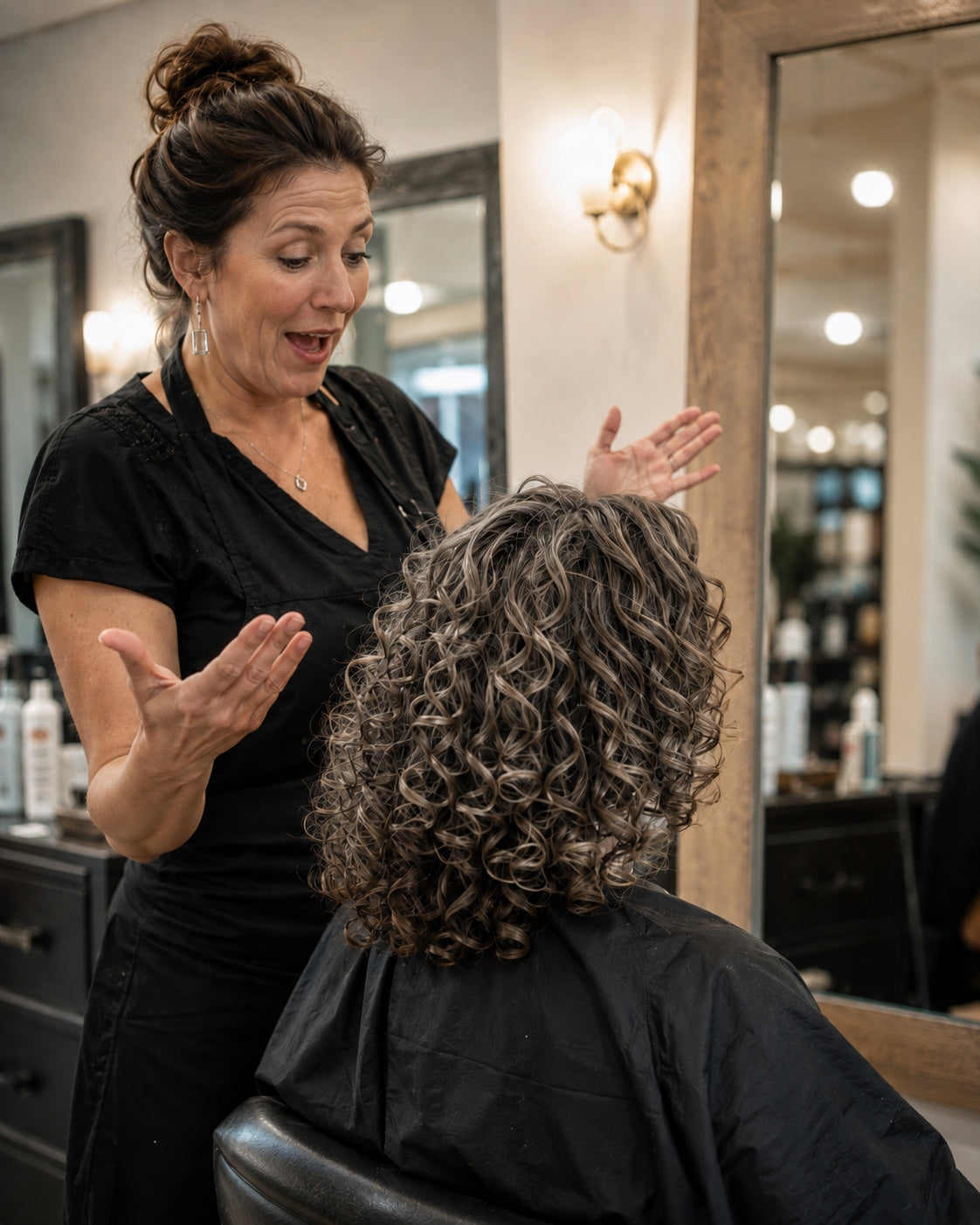 Client curl transformation at the salon